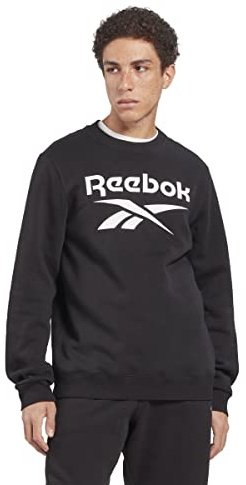 Reebok Sweat-Shirt à col Rond avec Logo Big Stacked pour Homme, Noir, Taille S, Noir, S