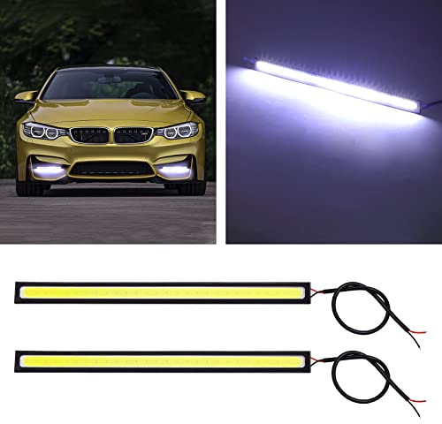YnGia 2 pièces cob led feu de jour voiture drl bande lumineuse 17cm blanc cob bande de lumière du jour led conduite antibrouillard 12v
