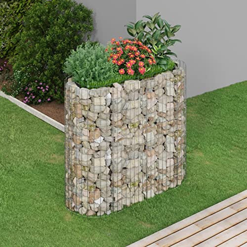 ZHOUMIN Gabionen-Hochbeet, Kräuterspirale, Hochbeet Im Garten, Pflanzkübel, Pflanzsteine, Verzinktes Eisen 120x50x100 cm