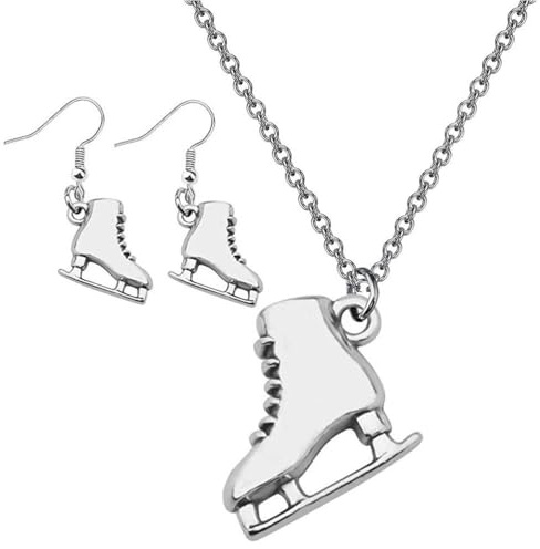 jojofuny Collier Patinage Artistique Argent 925 Et Boucles D'Oreilles Chaussures De Patinage Pour Femme - Bijoux Tendance En Coffret Cadeau Pour Passionnées De Sports D'Hiver