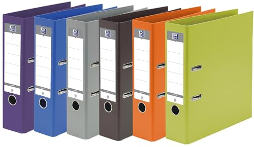 OXFORD Lot de 20 Classeur à Levier Smart Pro+ A4XL Dos 80mm 2 Anneaux en D Couverture Polypro Rembordée Coloris Assortis