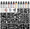 Kit Tatouage Ephemere 12 Bouteilles D'encre de Tatouage Professionnel Colorée, 49 Grands Pochoirde Faux Tatouage Temporaire per Femme Fille Homme