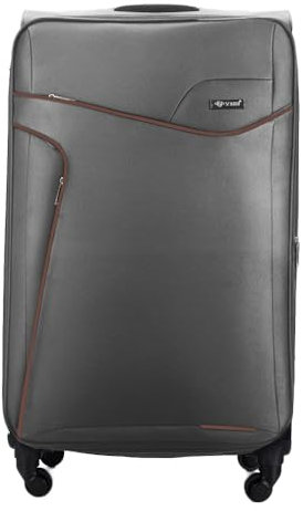 Solier Reisekoffer – Koffer mit 4 Rollen - Leicht Tourister Trolley - Rollkoffer mit Zahlenschloss - Groß Reisetrolley (DUNKELGRAU/Kaffee, L)