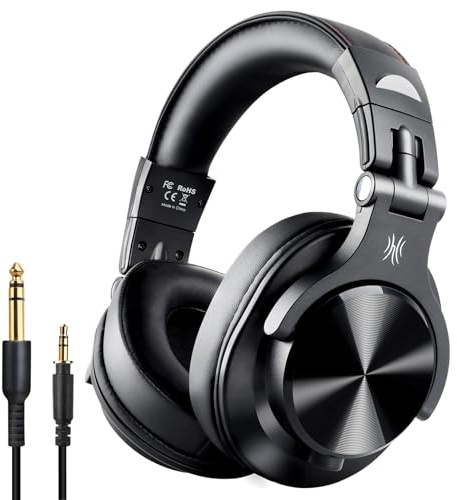OneOdio Fusion A70 Over Ear-hörlurar Bluetooth Stereo Svart High-Resolution Audio Headset, Vändbara kåpor DJ