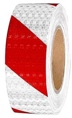 Ruikcoll 12m × 5cm Reflektierendes Band, Selbstklebendes Reflexband rot und weiß, reflektierendes Warnband, für Warnmarkierung Sicherheit