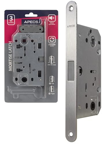 APECS Cerradura magnética moderna silenciosa con chapa para puertas interiores en casa y oficina, modelo 5300-MC-WC (inodoro) plateado
