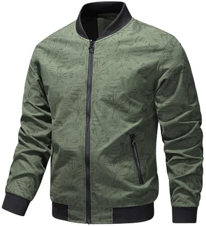 RUMAOZIA Giacca da uomo per le mezze stagioni, giacca estiva da uomo, leggera, antivento, per il tempo libero, per l'autunno, sottile, casual, per il college, Q verde scuro, XL