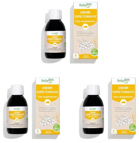 HERBALGEM - Jarabe Expectorante Vías Respiratorias - Confort de las Vías Respiratorias - Enriquecido con Brotes - Contiene Equinácea - Receta Tradicional - Certificado Orgánico - 150ml (Paquete de 3)