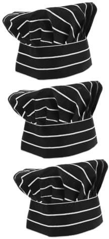 GALPADA 3 Piezas Gorro De Cocinero De Champiñones Gorros De Chef para Mujer De Cocina De Cocinero Cocina Gorra De De Adulto Poliéster Black