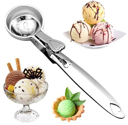Qaestuan Cucchiaio per Gelato, Paletta Per Gelato In Metallo con Grilletto, Cookie Scoop Riutilizzabile, 18 x 4.4 cm Cucchiaio per Polpette, per Polpette, Cottura, Palla Melone