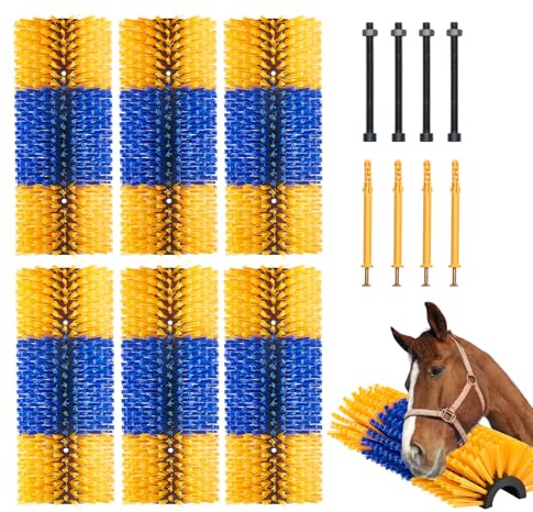 VEVOR Nötkreatur skrapborste anti-klåda 43,5 x 19 cm, set med 6 med 12 skruvar, klotter för att lindra klåda på ryggen, rengöring, vård, hästar, grisar, nötkreatur