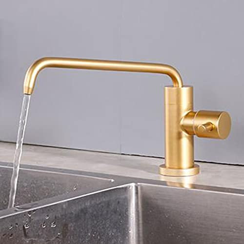 Rubinetto per depuratore d'acqua da cucina in acciaio inox spazzolato oro – Filtro per acqua potabile per acqua pulita, facile installazione, design moderno ed elegante