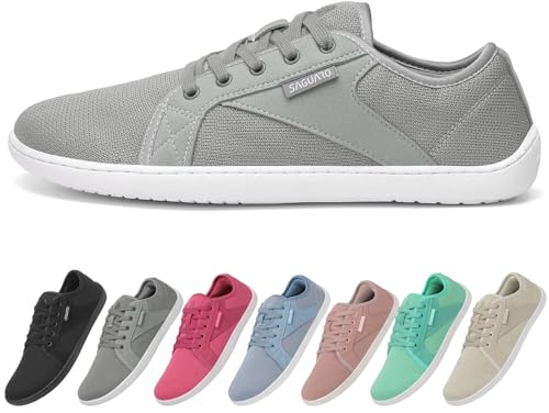 SAGUARO Unisex Knit Barfota Minimalistiska Skor, Luck Ⅰ, Storlek 36-48, Grå, 39 EU