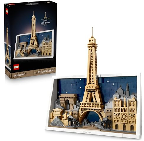 LEGO Architecture Paris – City of Love - DIY Miniature Model Kit for Adults - Home Decor 3D Wall Art w/Iconic Parisian Landmarks Incl. Eiffel Tower - Gift Idea - 21064