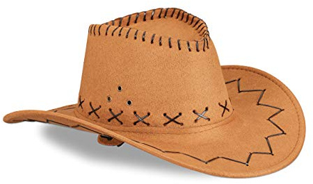 Relaxdays 10x Cappelli da Cowboy/Cowgirl per Feste di Carnevale, Stile Western, per Adulti, Uomo o Donna, Marrone