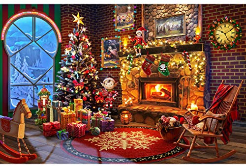 Lavievert 1000 Piece Wooden Jigsaw Puzzles Christmas Puzzle Game - Fireplace, Christmas Tree, Stockings