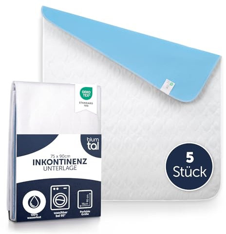 Blumtal Protector de Colchón - Almohadilla Lavable para incontinencia, 75x90cm (5 Unidades)