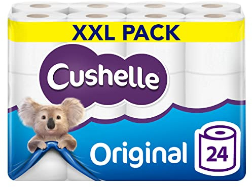 Cushelle Original Toilet Paper Bulk Buy, 24 White 2 ply Toilet Rolls