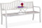 Relaxdays Gartenbank mit klappbarem Tisch, 3-Sitzer, Garten, Metall Balkonbank, HBT 89 x 150 x 58,5 cm, weiß-Bronze
