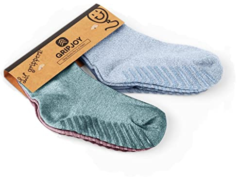 Gripjoy Toddler Socks with Grippers, Non-Slip for Kids, Enhanced Stability, Comfortable Cotton - 4 Pairs