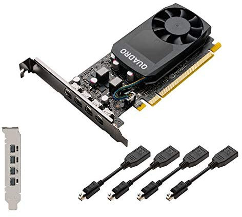 hp NVIDIA Quadro P620 2GB Grafikkarte (512 CUDA Cores, GDDR5, 128-Bit, PCI Express x16 3.0) - Mit x4 mDP zu DP Kabeln, High & Low Profile Brackets - 3ME25AA - Plain Boxed