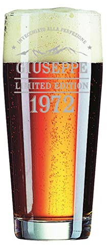 Colorfamily Bicchiere da Birra 40 cl PERSONALIZZABILE con nome e anno Incisione Invecchiato alla perfezione - Idea regalo