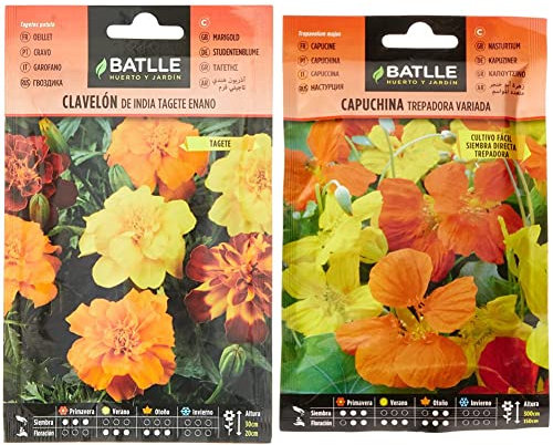 Battle- Semi di Fiori, nasturzio Assortito & Clavelon di India Tage Nano