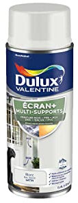 Dulux Valentine ECRAN+ MULTI-SUPPORTS EXTERIEURE - Peinture en Phase Aqueuse pour l'Éxtérieur et l 'Intérieur - Satin Blanc aérosol 400 ml
