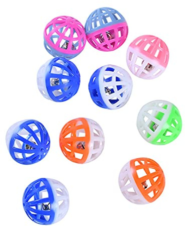 POCHY Balle pour Chien - 10 balles avec grelots pour Chiens,Balles en Treillis Pet Puppy Pounce Hochet Jouet, Produits pour Animaux de Compagnie pour Chats Chiens