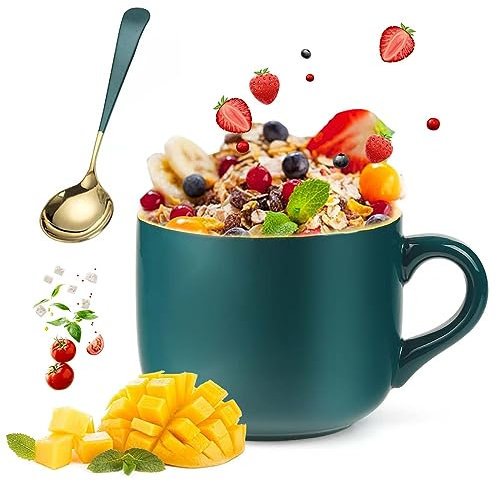 Taza de Café de Cerámica, 650 ml Taza Desayuno, Grande Mug Con Cuchara, Taza Clásica de la Moda para Oficina y Hogar