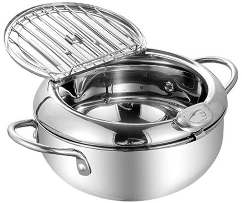 HOMSFOU Küchenzubehör Mini-fritteuse Frittiertopf Im en Stil Propan-fritteuse Fritteuse Für Pommes Frites er Topf Antihaftbeschichtete Bratpfanne Tempura-topf Edelstahl 304 Zubehör Gas