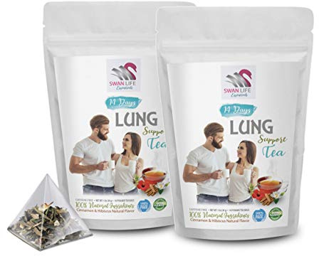 Bronchial Wellness Herbal Tea - LUNG SUPPORT TEA by SWAN LIFE ESSENTIALS – 28 Days Respiratory Tea, Immune Boost, Cinnamon, Peppermint, Eucalyptus, Astragalus, Marshmallow Root, No Caffeine, Non GMO