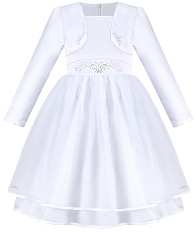 Vestido para niña Flor Blanco En Capas Tul Fiesta Pageant Boda Princesa 12 años