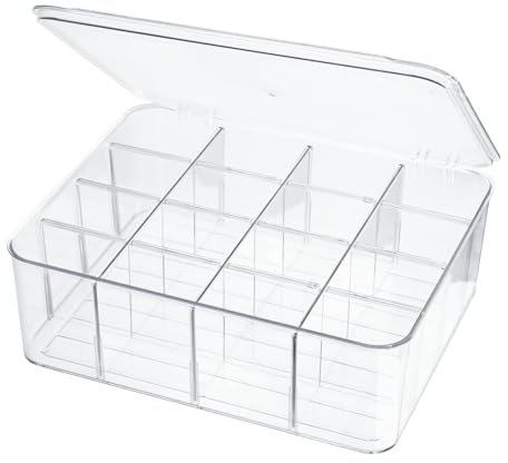 ZEXALOR Divisores organizadores de cajones para ropa interior, 16 compartimentos, contenedor de almacenamiento de plástico dividido extraíble con tapa, organizador de almacenamiento para bufandas,