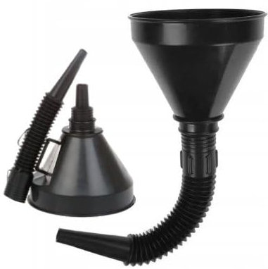 Przydasie Gewerblicher Kraftstofftrichter mit Sieb – Großer Trichter aus PVC für Benzin, Diesel, Öl und Flüssigkeiten – Flexibler Kanister-Trichter mit Griff – Antistatiksieb – Tanktrichter Schwarz