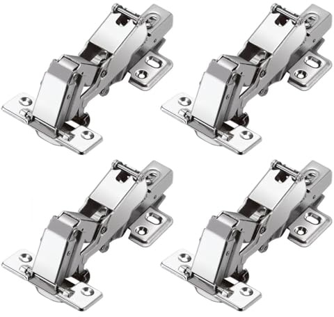 Juego de 4 Bisagra con Cierre suave, Cazoleta Ø35mm y Angulo de Apertura 165° para Puertas de Muebles
