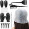 11 Pezzi Kit de Strumenti per Colorare Capelli, Cappucci In Silicone per Tinture, Kit di Pennello per Tinta Capelli, Strumento di Capelli Colore Kit Include Scialle Monouso per Doccia, Pettine, Guanti