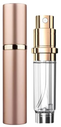 CVNRCLP 5ml Travel Perfume Atomizer Spray Bottle – Leak-Proof Mini Refillable Perfume Dispenser for Men and Women - Gift in Elegant Gold Finish