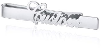 PiercingJak Personalisierte Krawattennadel mit Gravur 5cm Edelstahl Krawattenklammer Herren Dünn Skinny Krawatten Bar Clips Tie Clip für Männer Vater Hochzeit Bräutigam Trauzeuge Business