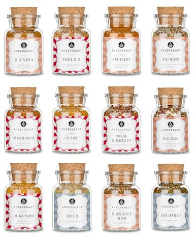 Ankerkraut XXL Mystery Set, XMAS Edition, 12 leckere Gewürze im Korkenglas, Geschenk-Set Weihnachten, Gewürze-Set