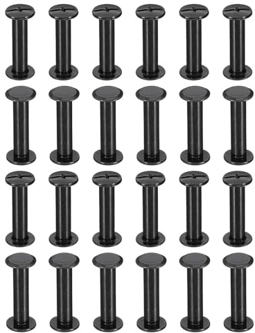 PATIKIL 24 Ensembles de vis Chicago, 20mm l Vis à tête Phillips pour reliure en cuir Rivets Boulons Connecteurs pour ceinture en cuir Albums photo Scrapbook, Noir