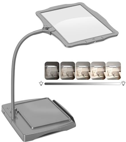 Grande loupe 10x avec lumière et Support, 50 Perles LED, luminosité réglable, col de Cygne, Lampe de Bureau, Grande loupe pour la Lecture, la Couture, Les travaux manuels