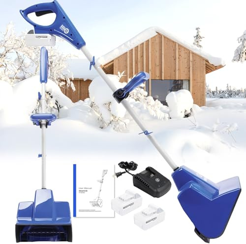 Pala da neve elettrica senza fili con motore brushless, caricatore rapido incluso, ideale per vialetto, terrazza, marciapiede, gradini, rimozione neve