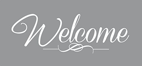 Welcome Letters Sticker for Front Door Modern Wall Art Vinyl Decals 15x5-Inch White