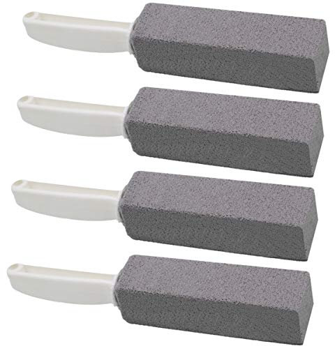 Tuodeal Pietra pomice per la pulizia del WC, con manico, per rimuovere gli anelli dell'acqua dura, per bagno, piscina, cucina, casa, confezione da 4