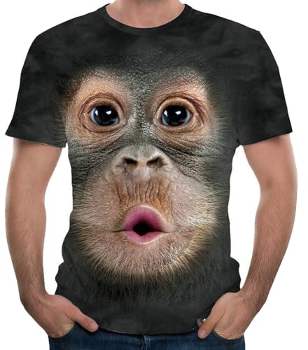 ANUFER Unisex Adulto Ragazzo novità Stampa Digitale 3D Gorilla Maglietta Manica Corta Tops Blouse T-Shirt Nero SN07612 XL