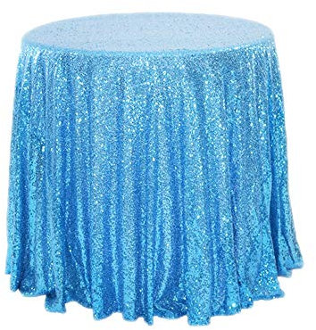Herbests Glitzer Pailletten Tischdecke,Tischdecke Abwaschbar Rund 120cm,Tischläufer Stoff Tischtuch Tischwäsche Tafeltuch für Geburtstag, Hochzeit, Party, Halloween, Weihnachten,Hellblau