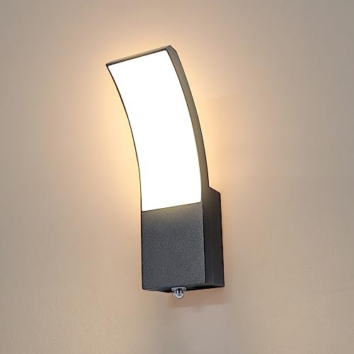 HLFVLITE Lampada Da Parete Esterna Con Sensore Crepuscolare, Ip54 9w Lampada Da Parete Per Interni Ed Esterni Per Patio, Terrazza, Corridoio, Garage E Portico, 1000 Lm, 3000K Luce Bianca Calda