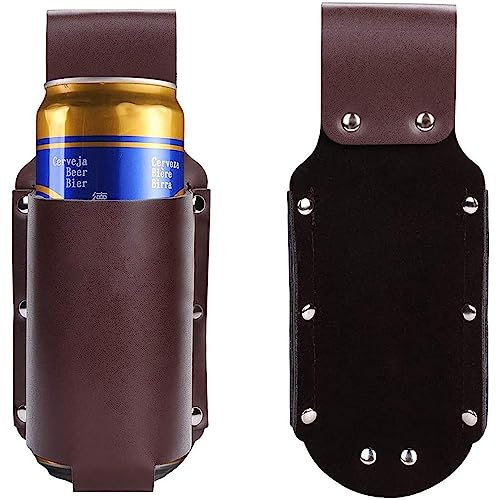 Klassischer Herren-Bierholster, Denim-Leder-Bierholster, tragbarer Flaschen-Bierholster-Gürtel (braun)
