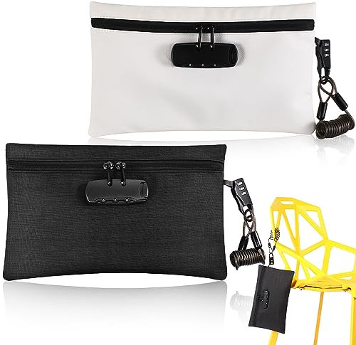 Sanwuta Geldtasche mit Schloss, kleine Geldtasche für Strand, Geldbeutel, 17,9 x 27,9 cm, Schwarz, Weiß, 2 Stück